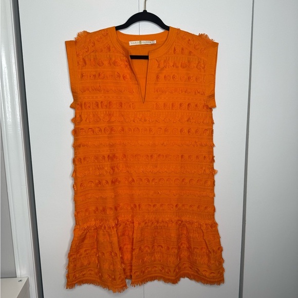 Marie Oliver Herra Fringe Embroidered Mini Dress Orange - XS - Picture 2 of 10